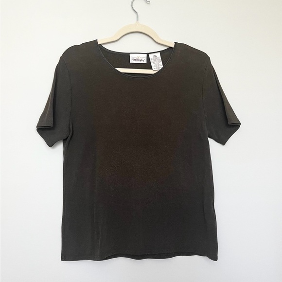 Vintage Worthington dark olive green short sleeve top -Size Large - Picture 1 of 6